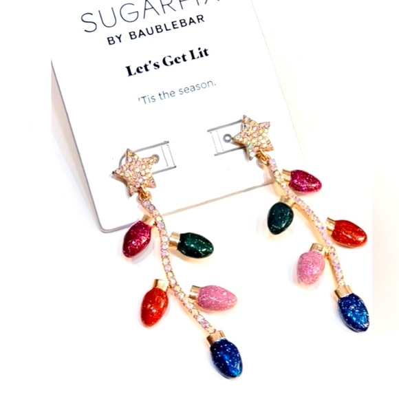SUGARFIX BubbleBar NEW Let’s Get Lit Christmas Lights Retro Sparkly Earrings 🎄 - Picture 1 of 5